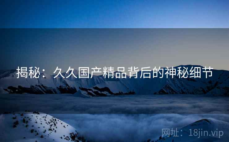 揭秘:久久国产精品背后的神秘细节 第2张 揭秘:久久国产精品背后的神秘细节 第2张